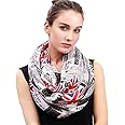 Lina & Lily Vintage Style Newspaper Union Jack Print Infinity Loop Scarf (White)