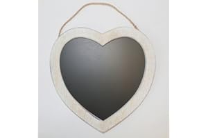 Home-ever Hanging Heart Chalkboard/Wooden Frame Hanging Heart Blackboard (Whitewash)