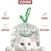 Cook Kedi Tuvaleti B&uuml;zg&uuml;l&uuml; &Ccedil;&ouml;p Torbası, 55 x 30 cm, 20 Yaprak, Sabun Kokulu, Beyaz