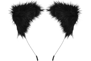 Sibba Fuchsohr Stirnband Kostüm Halloween Tier Cosplay Kleid pelziger Kunstpelzkopf Hoop Kopfbedeckung Kopfbedeckung Haarband Kawaii Haarstyling Zubehör für Frauen und Mädchen