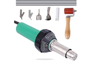 SAMGER SAMGER Samger 1600W 220V Pistolet à Air Chaud de Soudage Température Réglable 40℃- 600℃ avec Buse à 4 Vitesses de Soudage, Rouleau, Baguette de Soudage, Noyau de Soudure, Réparation Plastique PVC PP PE