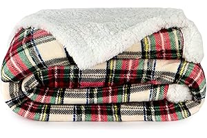Caritex Coperta Plaid Tartan in Pile Coral e Sherpa - Dimensioni Varie W462 Una Piazza e Mezza 160x210 cm Panna