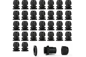 IBEIKE Adjustable Waterproof Nylon Cable Glands - PG 13.5 Compression Joints with Gaskets Adjustable 6-12mm, M20 Thread Wire Connectors, Locknut Stuffing Glands for Wire Protection, 30 Pack