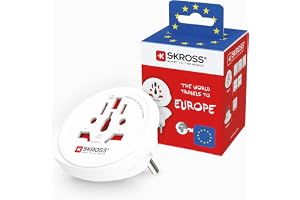 SKROSS | 1.500211-E | Världen till Europa | Reseadapter | Världsomspännande för Europa - Spänning och effekt: 100V - 1600W