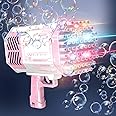 SHCKE Bubble Gun, 69 Holes Bubble Rocket Machine with Colorful Lights,Bubble Machine Bubble Guns for Kids Summer Outdoor Play Birthday Wedding Party Pink