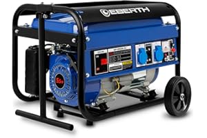 EBERTH 2200 Watt Groupe electrogene Generateur electrique avec Châssis, Moteur à Essence 5,5 CV, 4 Temps, 2x 230V, 1x 12V, Démarrage Câble, Régulateur Tension Automatique AVR, Sécurité Niveau d'huile