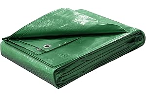 STARPYNG Tarp Cover Waterproof,100g/m²Extra Heavy Duty Poly Tarps Cover Suitable for Reinforced Edges of roofs, Camping, Patios, Swimming Pools, Boats (Green, 1.8 * 2.4M（6'x8'）)