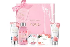 BODY & EARTH 5-częściowy zestaw upominkowy dla kobiet, żel pod prysznic, masło do ciała, krem do rąk, balsam do ciała, prezent urodzinowy, prezent dla żony, dziewczyny, mamy