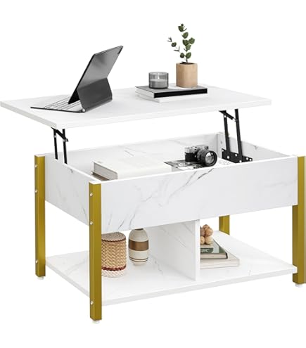 Tavolino Da Caffè Con Piano Rialzabile VASAGLE - 100x50 Cm, Cassetti E Scomparti, Stile Industriale (Marrone/Nero) - Foto 8