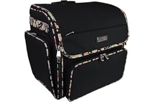 Everything Mary Deluxe Collapsible Rolling Craft Bag, Black & Floral - Scrapbook Tote Bag with Wheels for Scrapbooking & Art - Travel Organizer Storage