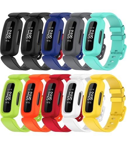 Lot De 5 Bracelets Silicone Souples Pour Fitbit Ace 3 / Inspire 2 - Enfants 6 Ans Et Plus, Réglables 12-18 Cm