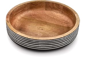 EDHAS Decorative Bowls Mango Wood Round Wood Decorative Bowl Modern Rustic Decorative Bowls for Home Decor or Decorative Bowl for Table (10" X 10" X 2.5")