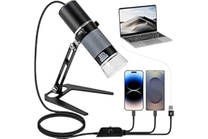Bysameyee 1080P USB-Mikroskop mit Metallständer, 50X-1000X Handheld Digital Mikroskop Kamera Kompatibel mit iPhone/Android/Windows/Mac