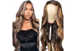 AiPliantfis p427 Human Hair Wig 4x4 Lace Wig Blonde Wig Body Wave Parrucca bionda Wear and Go Glueless Wig Highlight Top Swiss Lace Bleached Knot Brazilian Remy Hair 18 Inch