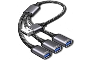 AVIGERS USB Splitter 3 Port für Laptop, USB Doppelstecker Y Kabel Verteiler 1 auf 3 Adapter(1×USB 3.0 + 2×USB 2.0) für Datenübertragung und Stromaufladung, MacBooks, Desktops, PCs, Tastatur, Maus, PS5