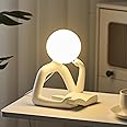 AWNR Thinker Statue Night Light: White Figurines Reading Statue Table Lamp with USB Port Modern Sculptures Home Decor for Living Room Bedroom Nightstand Office Shelf Unique Decorations