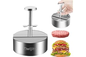 ZIWIJITY Einstellbare Burgerpresse, Edelstahl Grill Burger Smasher Hamburger Patty Maker, Antihaft-gefüllte, abgestufte Innenform für Fleischwolf mit 50 Silikonöl-Papier, perfekt für Burger Patties Cooking BBQ