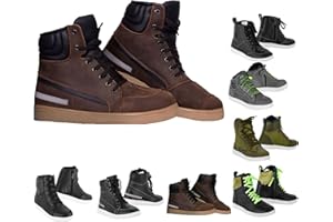 SUPER BIKERS Mens Motorcycle Rider Shoes Non-Slip Motorbike Armoured Boots Ankle Protection Water-resistant Leather Boots Black Color