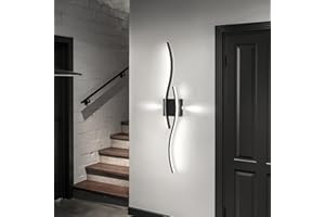 EIDISUNY Applique Murale LED Intérieure, Moderne Lampe Murale Noir, Éclairage Luminaire Mural LED pour luminaires intérieur Salon Chambre Escalier - Noir 80cm 28W 6000K lumière blanche froide.