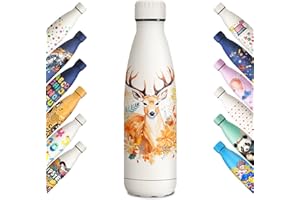 KollyKolla Gourde Isotherme Enfant, Gourde Inox 500ml, Impression 3D Gourde Isotherme, Sans BPA, Gourde Reutilisable, Bouteille Isotherme pour Enfant, Adultes, Sport, Bureau