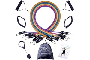Ryher Gomas elasticas musculacion - Kit de Cuerdas elasticas de Fitness con 5 Bandas Resistencia -Elasticos Fitness para Entrenamiento,Ligas Ejercicio Gimnasio en casa