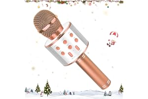 KEWUZY Microfono Karaoke Bluetooth, Karaoke Portatile Wireless, 3 4 5 6 7 8 9 10 11 12 Anni agazzi Ragazze Microfono Regalo Giocattoli