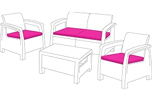 Gardenista Outdoor Seat Cushion Pads for Rattan Furniture | Garden Furniture Cushions for Keter Corfu Chairs | Water Resistant Patio Furniture Chair Padding | Soft & Durable | 4 Piece (Pink)