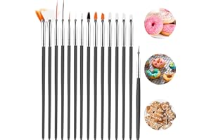 ABEILLO Kit de pinceaux de qualité alimentaire pour décoration de gâteaux, biscuits et fondant (noir)