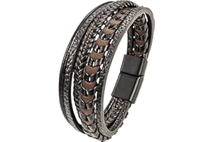 Mochity Bransoletka skórzana dla mężczyzn, 21 cm, męska bransoletka, czarna, brązowa, niebieska, prosta skórzana bransoletka, biżuteria prezent dla taty, mężczyzny, z pudełkiem prezentowym