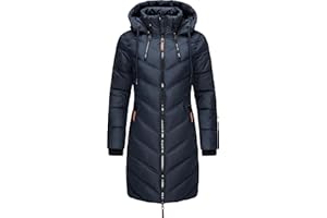 MARIKOO Damen Wintermantel Warmer Steppmantel lang mit Verstellbarer Kapuze Armasa XS-XXL