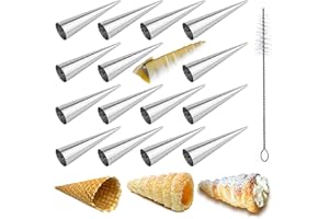 JasCherry 16 Pcs Moule Croissant À Vis En Acier Inoxydable, Moule À Pâtisserie En Rouleau De Crème Moule De Cuisson En Forme De Cône Pour Croissant De Tubes De Cannoli
