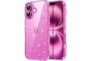 ‎JETECH JETech Glitter Etui do iPhone 16 6,1 Cala, Bling Skrzyć Odporny na Wstrząsy Osłona Bumper Telefonu, Śliczna Skrzyć dla Kobiet i Dziewcząt (Różowy)