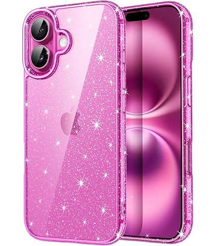 JETech Cover Glitter per iPhone 15 6,1 Pollici, Custodia Bling Brilla Paraurti Antiurto da Telefono, Carino Scintillante con Donne e Ragazze (Rosa