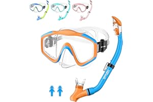 ‎HIIPEAK Hiipeak Schnorchelset Kinder, Kinder Schnorchelset Jugendliche Taucherbrille Junge Mädchen, Anti-Fog, Anti Leck Taucherbrille mit Dry Schnorchel für Schnorcheln und Tauchen