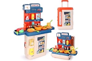 Czemo Ensemble de Jouets de Cuisine pour Enfants Accessoires de Cuisine 41 Pièces avec Son et Lumière Cuisinière évier Nourriture Cuisine Jouet Cadeaux pour Garçons et Filles
