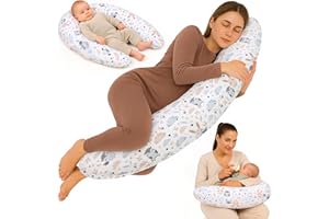 Totsy Baby Cuscino allattamento e gravidanza 190cm – Guanciale laterale corpo per dormire sul fianco Supporto perfetto per il riposo e il relax Ideale per maternità e futuro mamme Forma a C Oeko-Tex