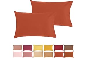 ‎P'TIT BASILE P'tit Basile - Kissenbezug 40x60 cm - 2er Pack Baby Kopkissenbezüge Für Babywiege - Ziegelrot Farbe - 100% Bio-Baumwolle 57 Fäden/cm² ohne schädliche Substanz - Für Kinder Bett 60x120 70x140 cm