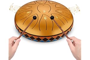 PaNt Steel Tongue Drum 6 Inch 11 Tone Hand Pan Percussion Musical Instrument Steel Drum Set with Drumsticks, Drumstick Stand for Adult Kid Musical Education Yoga