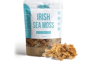 NUTRI-THINGS Organic Irish Sea Moss - Raw Seamoss & Sea Moss Gel Base, Wildcrafted Superfood - Rich in Protein, Fiber, 92 Essential Minerals - Vegan, Non-GMO, Organic Sea Moss, Sea Moss Organic Formula - 116g