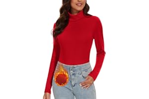 WOWENY Thermo Rollkragenshirt Damen Gerippt Rollkragenpullover Warm Ribbed Langarmshirt mit Stehkragen Elegant Rolli Langarm Bequem