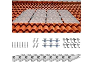 VEVOR Soporte para Panel Solar Kit de Fijación de Panel Solar con 10 Rieles de 100 mm, 4 Abrazaderas de Extremo, 6 Abrazaderas Livianas para Techo de Metal, Techo de Concreto, Techo de Madera