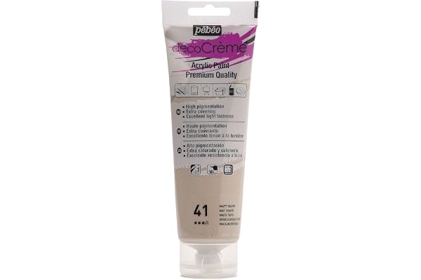 Pébéo Peinture Acrylique Texture Crème pour la Décoration - Finition Mate - 120 ML - Taupe