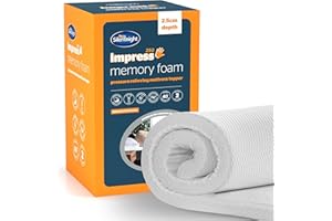 Silentnight Impress Single Memory Foam Mattress Topper – 2.5cm Thick Luxury Orthopaedic Cushioned Mattress Topper Pad – Machine Washable Removable Cover and Hypoallergenic – Single