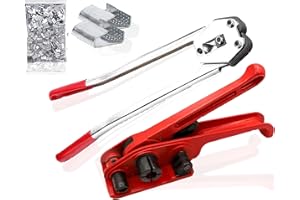 Apstour Heavy Duty Hand Pallet Strapping Banding Kit 3 -Manual Banding Set with Tensioner, Sealer, 100PCS Open Clips Seals for 11-19mm Width PET/PP Plastic Strap