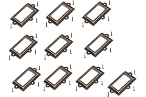 AWIAUB 10 Stück große 107 mm x 60 mm Kartenhalter Schublade Zieh/Etikettenrahmen Kartenhalter Etikettenhalter Schrankrahmen Griff Datei Namenskarten Halter – Metall Kunst Bronze Ton mit Schrauben