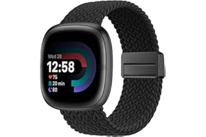 Higgs Braided Strap Compatible with Fitbit Versa 4/Fitbit Versa 3/Fitbit Sense 2/Fitbit Sense Straps for Women Men, Nylon Elastic Magnetic Snap Replacement Watch Band for Versa 4/Versa 3/Sense 2/Sense