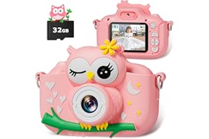 DIAMOOKY Macchina Fotografica Bambini, Caméra Vidéo Selfie 2.0 Pouces HD 1080P, Appareil Photo Numérique pour Enfants avec 32GB Carte, Mini Camera Enfant pour Garçons 3 à 12 Ans de Cadeau Jouet