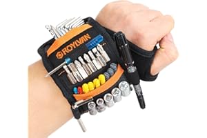 Roylvan Magnetic Wristband Gifts For Dad Women, Tool Belts with Thumb Hole Loop and 15 Strong Magnets for Holding Nails Screws Bolts, Cool Gadgets for Construction Carpentry Auto Repair