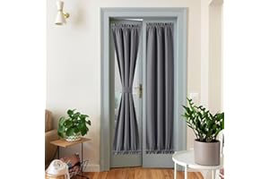 NICETOWN Französische Türvorhänge für Küchenfenster, Kunstleinen, Stangentasche, Seitenlicht, Raumverdunkelung, Thermovorhänge für Büro, 1 Paneel (Anthrazit, 63,5 x 182,9 cm)