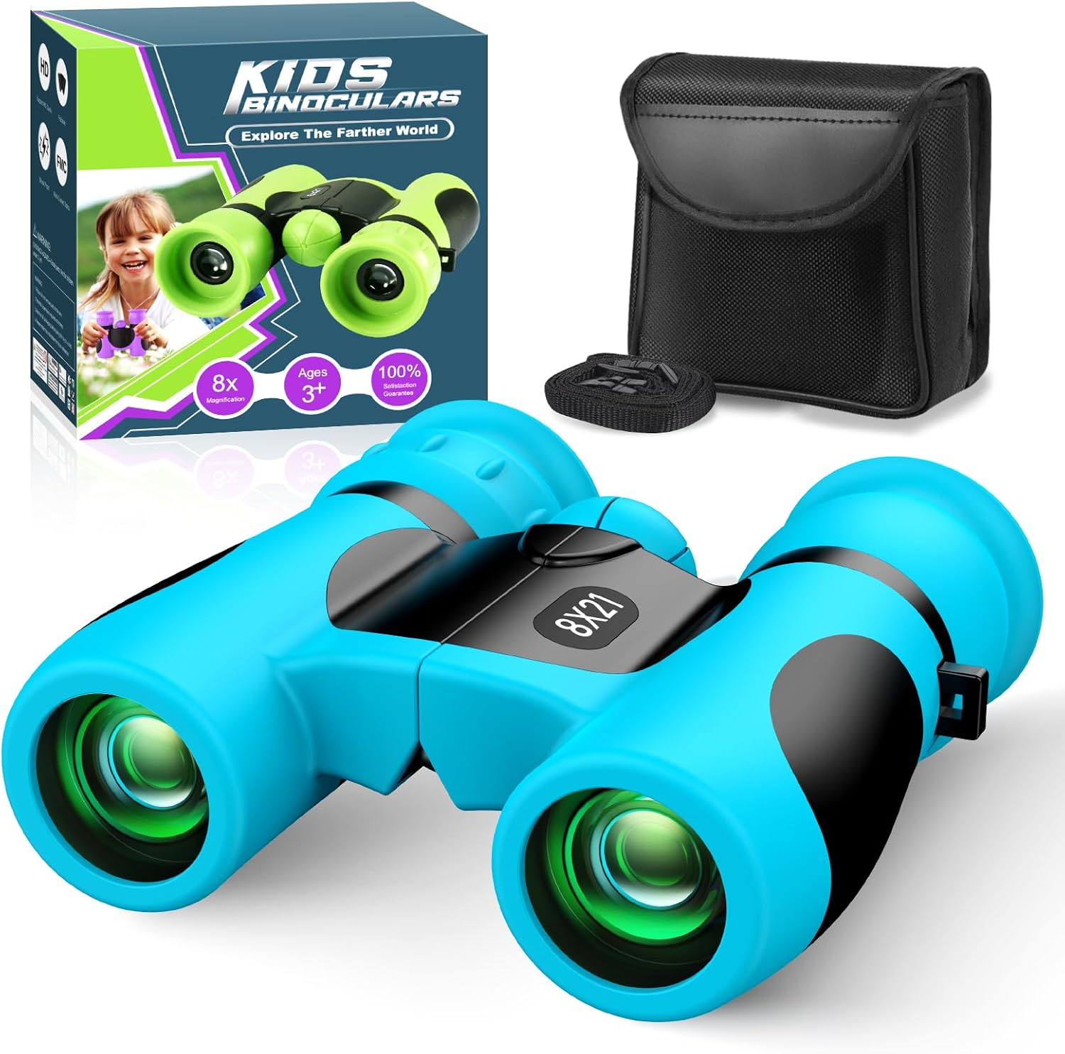 Prismaticos Niños 8x21 con Guía de Aves, Binoculares Juguetes Juego Niños Regalos de Cumpleaños - Ideal para Birdwatching, Regalo Familiar y Educativo